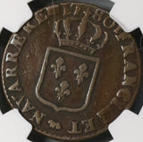1780-Cow NGC VF 25 France 1 Sol Louis XVI Rare Pau Mint Coin POP 1/0 (18083109C)