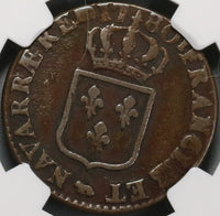 1780-Cow NGC VF 25 France 1 Sol Louis XVI Rare Pau Mint Coin POP 1/0 (18083109C)