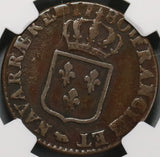 1780-Cow NGC VF 25 France 1 Sol Louis XVI Rare Pau Mint Coin POP 1/0 (18083109C)