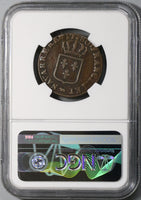 1780-Cow NGC VF 25 France 1 Sol Louis XVI Rare Pau Mint Coin POP 1/0 (18083109C)