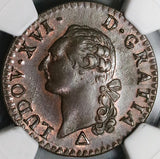 1791-R NGC MS 64 France 1 Sol Louis XVI Orleans Mint Royal Coin (23030801C)