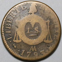 1793-AA France 1 Sol Aux Balances Convention Metz Mint Coin (22022106R)