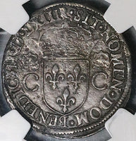 1563-M NGC XF 45 France Charles IX Teston Toulouse Silver Coin (21100302C)