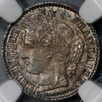 1851-A NGC MS 63 France 20 Centimes Paris Silver Coin (21090703C)