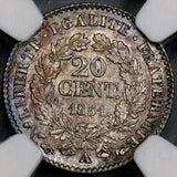 1851-A NGC MS 63 France 20 Centimes Paris Silver Coin (21090703C)