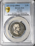 1804-Q PCGS F 15 France Napoleon 2 Francs Perpignan Rare Silver Coin 52K (20021101C)