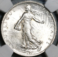 1914-C NGC MS 64 France 2 Francs Castelsarrasin Mint Silver Coin (20061503C)
