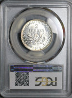 1916 PCGS MS 65 France 2 Francs Sower Silver Mint State GEM Coin (20121602C)