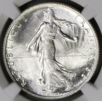 1920 NGC MS 65 FRANCE Semeuse Sower Silver 2 Francs Mint State Coin (19071702C)