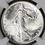 1920 NGC MS 65 FRANCE Semeuse Sower Silver 2 Francs Mint State Coin (19071702C)