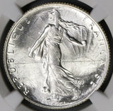 1920 NGC MS 65 FRANCE Semeuse Sower Silver 2 Francs Mint State Coin (19071702C)