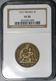 1927 NGC VF 30 France 2 Francs Rare Chamber Commerce Domard Coin (20022802C)