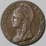 1795-A France 5 Centimes L'an 4 XF Directoire Paris Mint Copper Coin (23121006R)