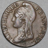 1795-A France 5 centimes Year AN 4-A XF First Year Republic Coin (20081501S)