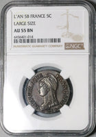 1796-B NGC AU 55 France An 5 5 Centimes Coin Rouen Mint Coin POP 1/0 (22123002C)