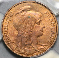 1913 PCGS MS 65 RB France 5 Centimes Marianne Dupuis Mint State Coin (22050805C)