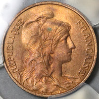 1913 PCGS MS 65 RB France 5 Centimes Marianne Dupuis Mint State Coin (22050805C)