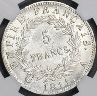 1811-A NGC MS 61 France 5 Francs Napoleon Paris Mint State Silver Coin (19080301C)
