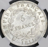 1811-A NGC MS 61 France 5 Francs Napoleon Paris Mint State Silver Coin (19080301C)