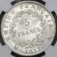 1811-A NGC MS 61 France 5 Francs Napoleon Paris Mint State Silver Coin (19080301C)