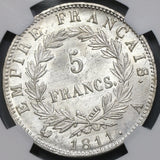 1811-A NGC MS 61 France 5 Francs Napoleon Paris Mint State Silver Coin (19080301C)
