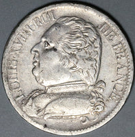 1814-L France Louis XVIII 5 Francs XF Bayonne Mint Silver 1st Restoration Coin (23122507R)