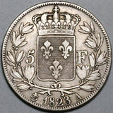1823-A France Louis XVIII 5 Francs VF Paris Silver Coin (22013005R)