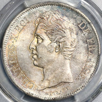 1827-D PCGS MS 63 France Charles X 5 Francs Mint State Silver Coin POP 1/0 (19041001C)