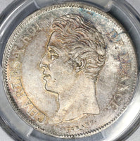 1827-D PCGS MS 63 France Charles X 5 Francs Mint State Silver Coin POP 1/0 (19041001C)