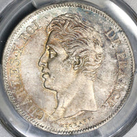 1827-D PCGS MS 63 France Charles X 5 Francs Mint State Silver Coin POP 1/0 (19041001C)