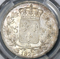 1827-D PCGS MS 63 France Charles X 5 Francs Mint State Silver Coin POP 1/0 (19041001C)