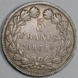 1831-A France 5 Francs Louis Philippe I Silver Paris Mint Crown Coin (19080902R)