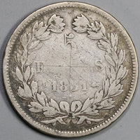 1831-B France 5 Francs Louis Philippe I Silver Rouen Scarce Coin (21060702R)