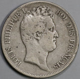 1831-D France 5 Francs Louis Philippe I Silver Lyon Mint Crown Coin (19081003R)