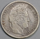 1831-M France 5 Francs Louis Philippe I Silver Toulouse Mint Rare Crown Coin (19081005R)