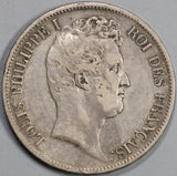 1831-W France 5 Francs Louis Philippe I Silver Lille Mint Scarce Crown Coin (19081006R)