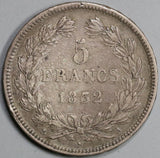 1832-A France 5 Francs Louis Philippe I Silver Paris Mint Crown Coin (19081007R)