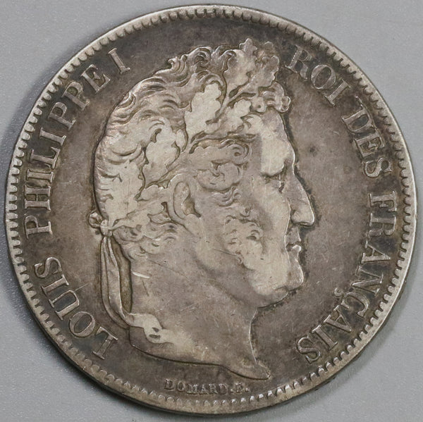 1832-M France 5 Francs Louis Philippe I Silver Toulouse Scarce Coin (21060703R)