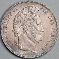 1832-T France 5 Francs Louis Philippe I Silver Nantes Mint Crown Coin (19081010R)