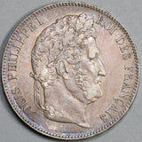 1832-T France 5 Francs Louis Philippe I Silver Nantes Mint Crown Coin (19081010R)