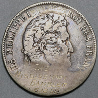 1952 Mississippi Gambler Gambling Token Coin 90% France Silver 5 Francs (20011201R)