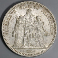 1848-K France 5 Francs Coin Hercules Bordeaux Mint Key Date Silver Coin (19080401R)
