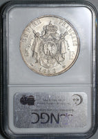 1856-A NGC AU 58  France 5 Francs Napoleon III Silver Empire Coin (21021401C)