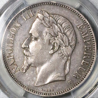 1868-BB PCGS XF 40 France 5 Francs Napoleon III Strasbourg Silver Coin (22060302C)