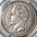 1868-BB PCGS XF 40 France 5 Francs Napoleon III Strasbourg Silver Coin (22060302C)