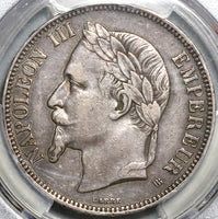 1868-BB PCGS XF 40 France 5 Francs Napoleon III Strasbourg Silver Coin (22060302C)