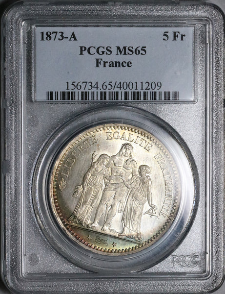 1873-A PCGS MS 65 France Silver 5 Francs Hercules Group Gem Silver