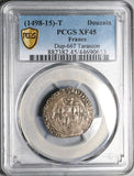1498 PCGS XF 45 France Louis XII Douzain Tarascon Mint Silver Coin (22123001C)