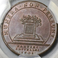 1705 PCGS MS 63 France Louis XIV Jeton Fruits Flowers Mint State Coin (22081601C)