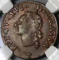 1789-M NGC XF 45 France Liard Louis XVI Toulouse Mint Coin (20061803C)